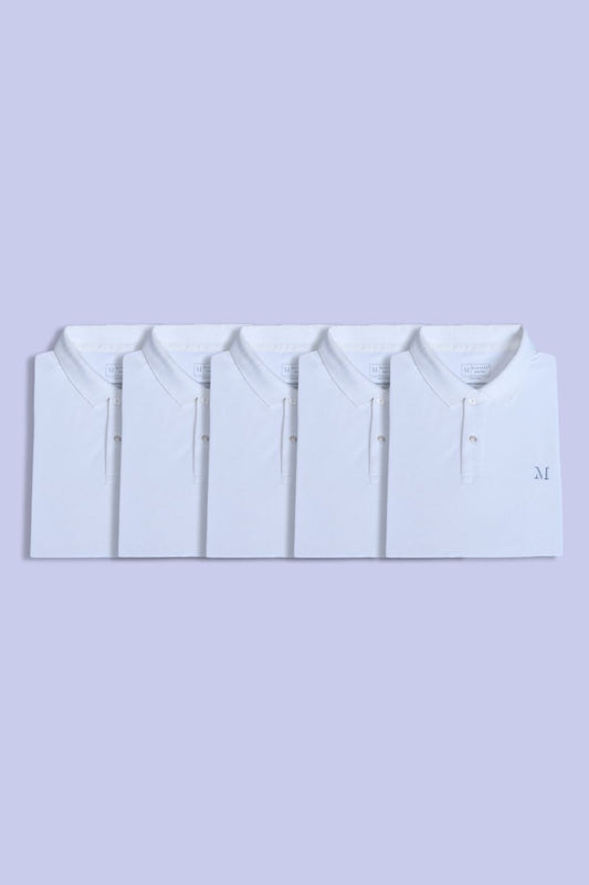 All Whites Polos Pack Of 5 T-shirts Maxzone Clothing M  