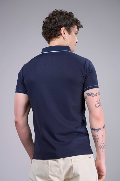 Teal Navy - Stitchless Zipper Polo