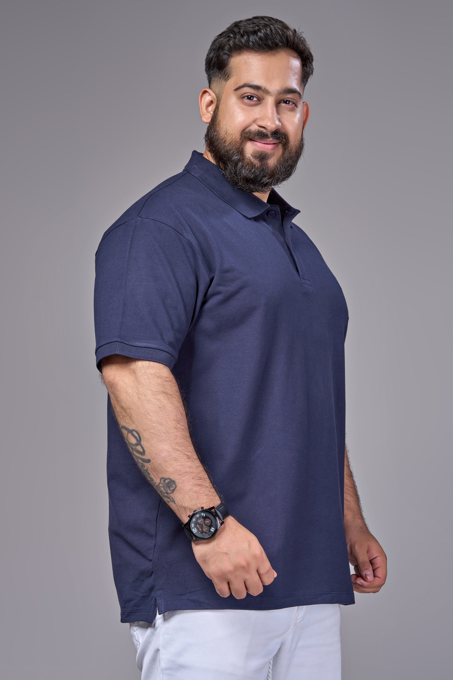 Teal Navy - Cotton Pique Polo Plus Size