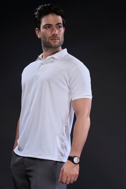 White - Structure Knit Smart Tech Polo