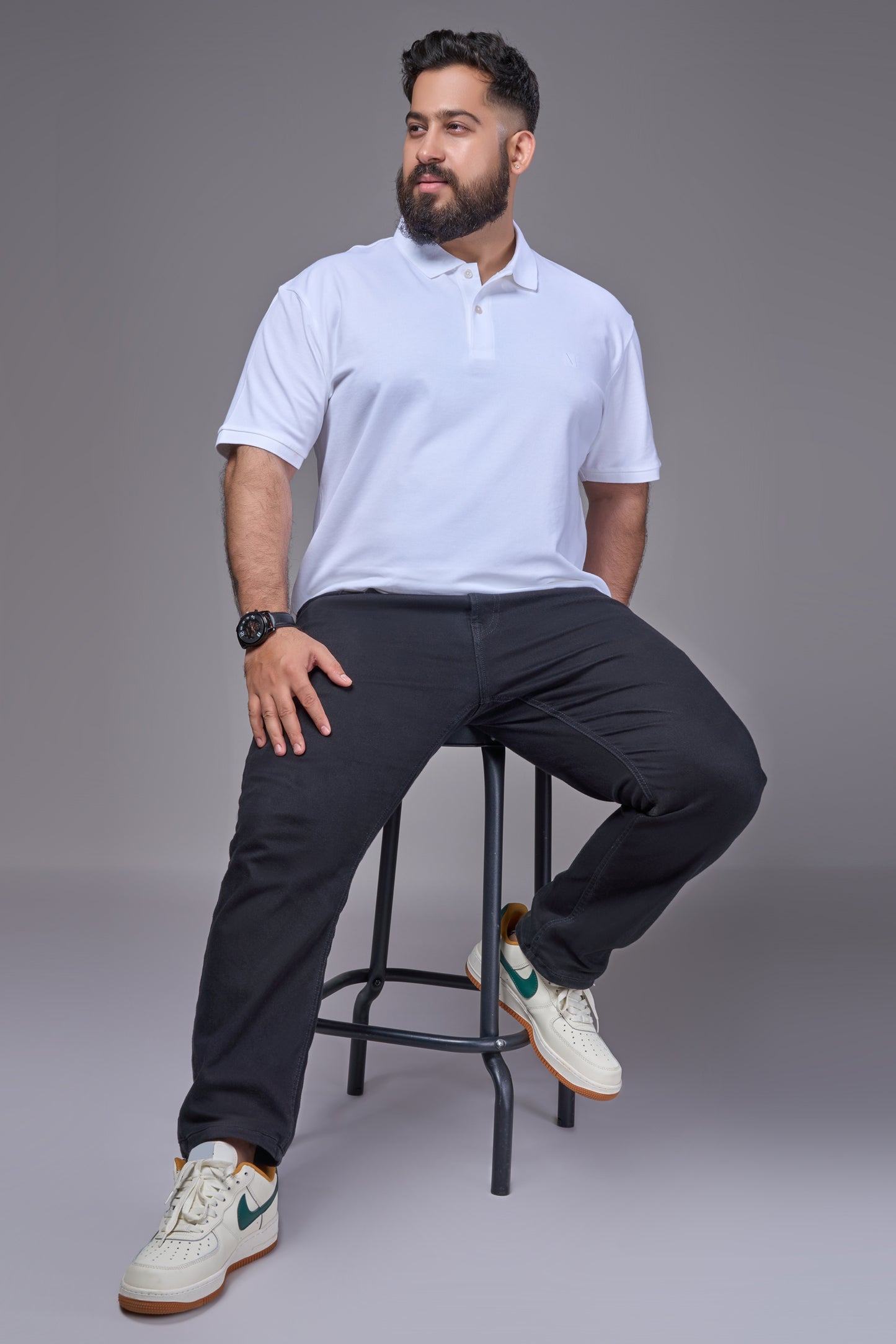 White - Cotton Pique Polo Plus Size