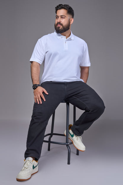 White - Cotton Pique Polo Plus Size