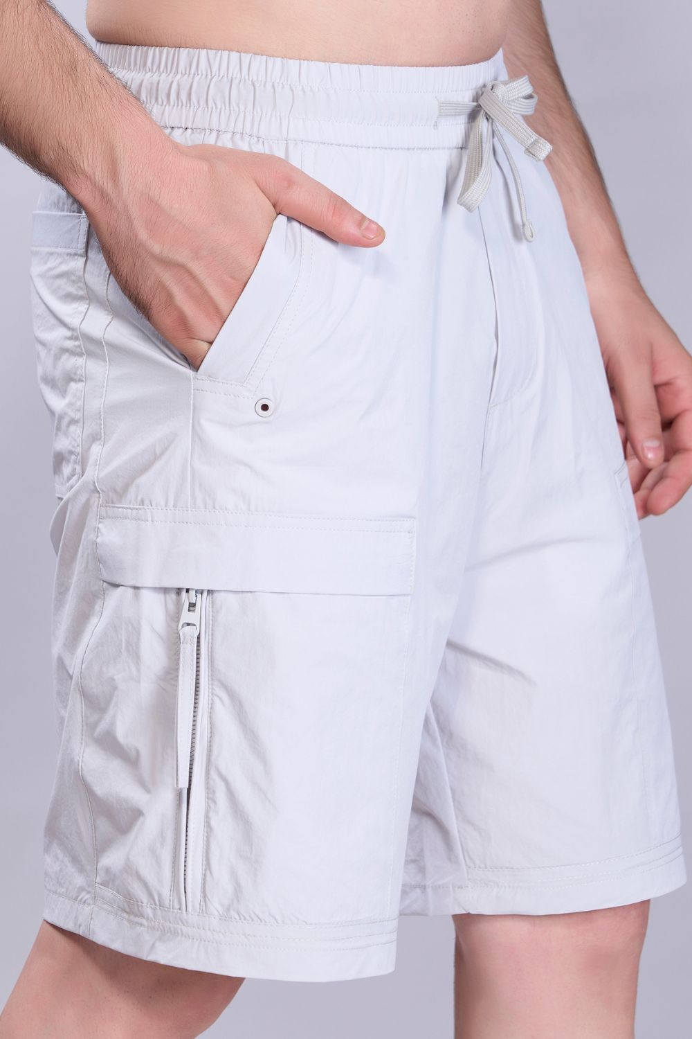 Grey  - Cargo Zip Pocket Shorts