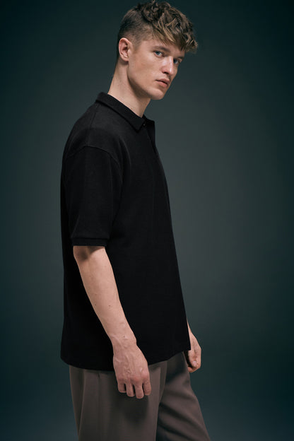 Crafted Polo - Black Maxzone Clothing