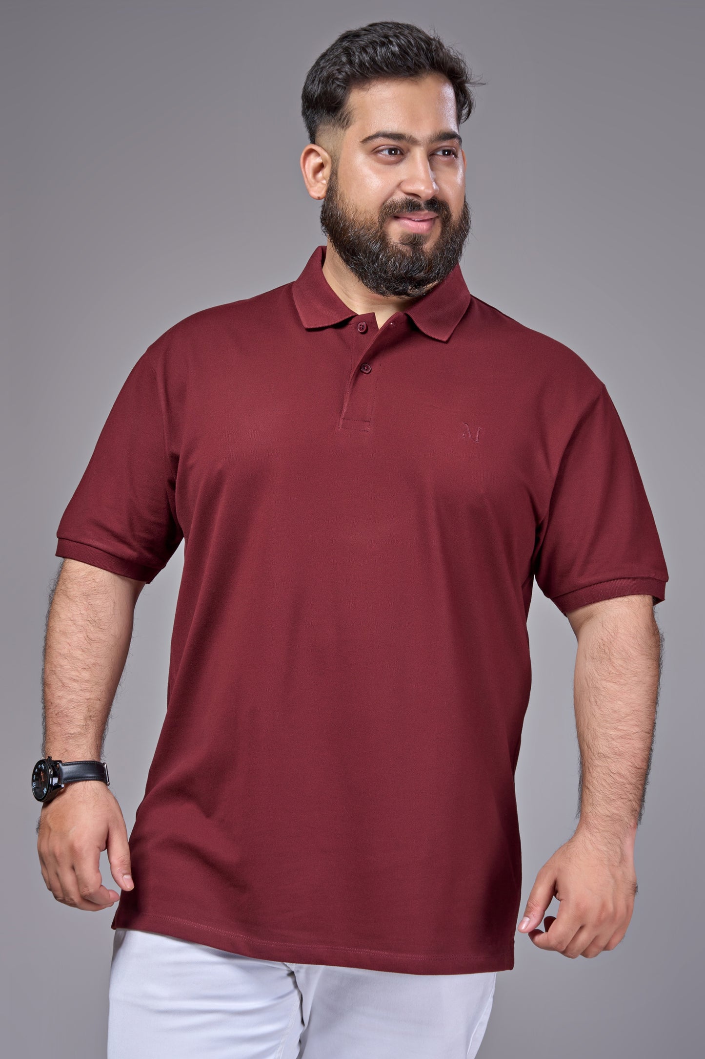 Wine - Cotton Pique Polo Plus Size