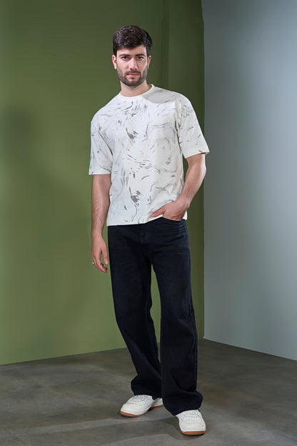 Beige - Aop Core Oversize T-shirt