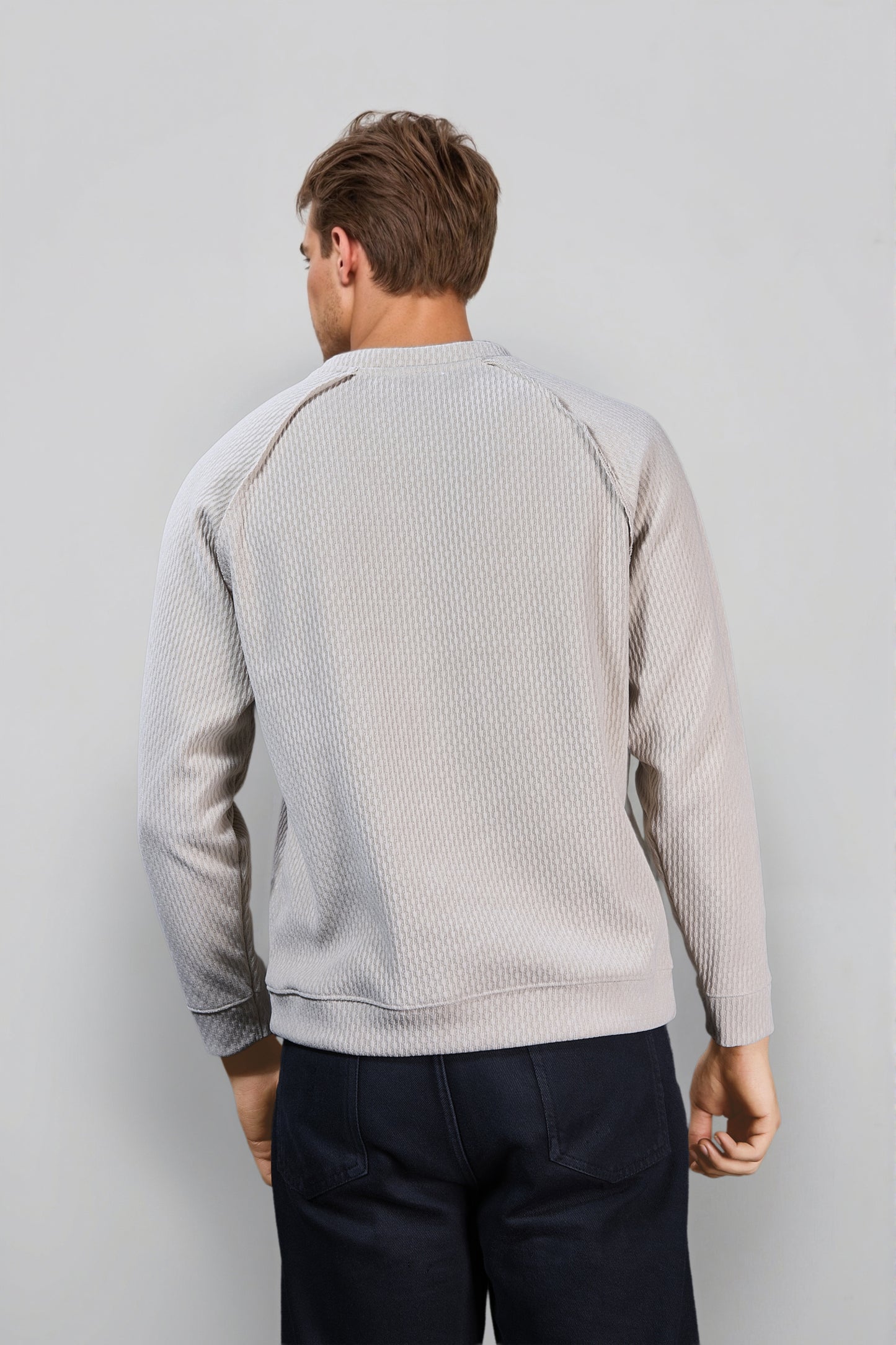 Beige Cotton Crew Neck Sweatshirt