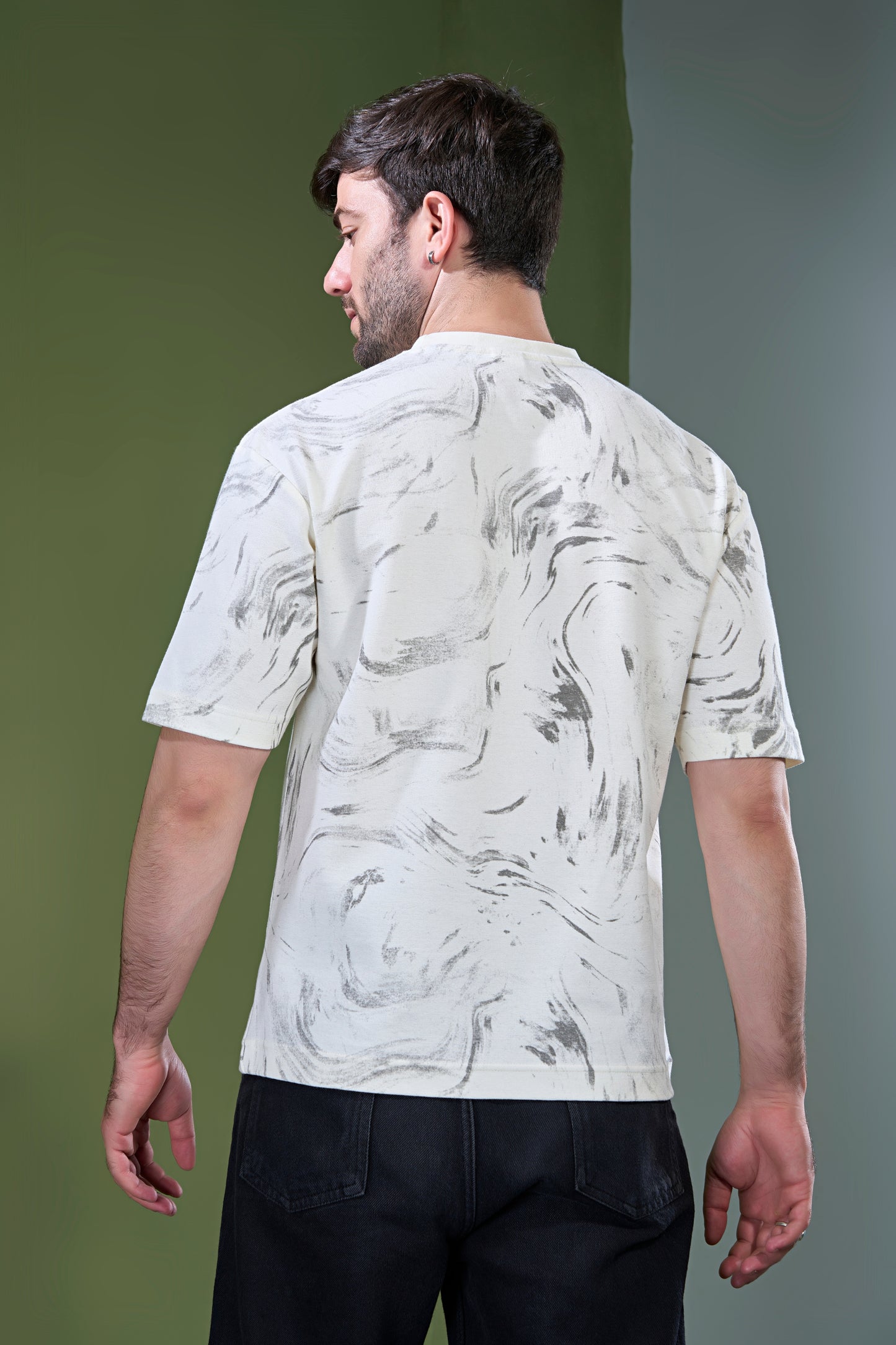 Beige - Aop Core Oversize T-shirt