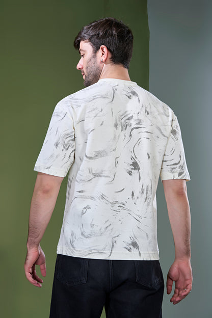 Beige - Aop Core Oversize T-shirt