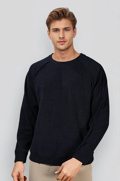 Black Cotton Crew Neck Sweatshirt