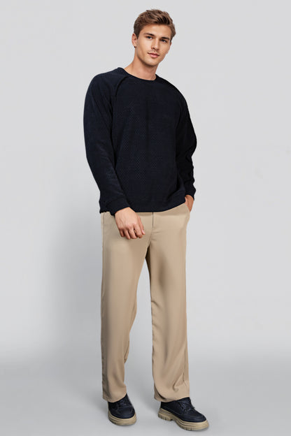 Black Cotton Crew Neck Sweatshirt