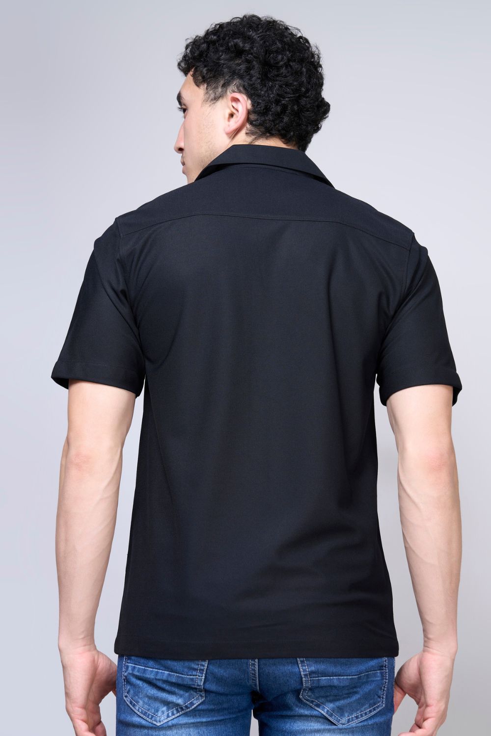 Black Smart Tech Cuban Shirt  Maxzone Clothing   