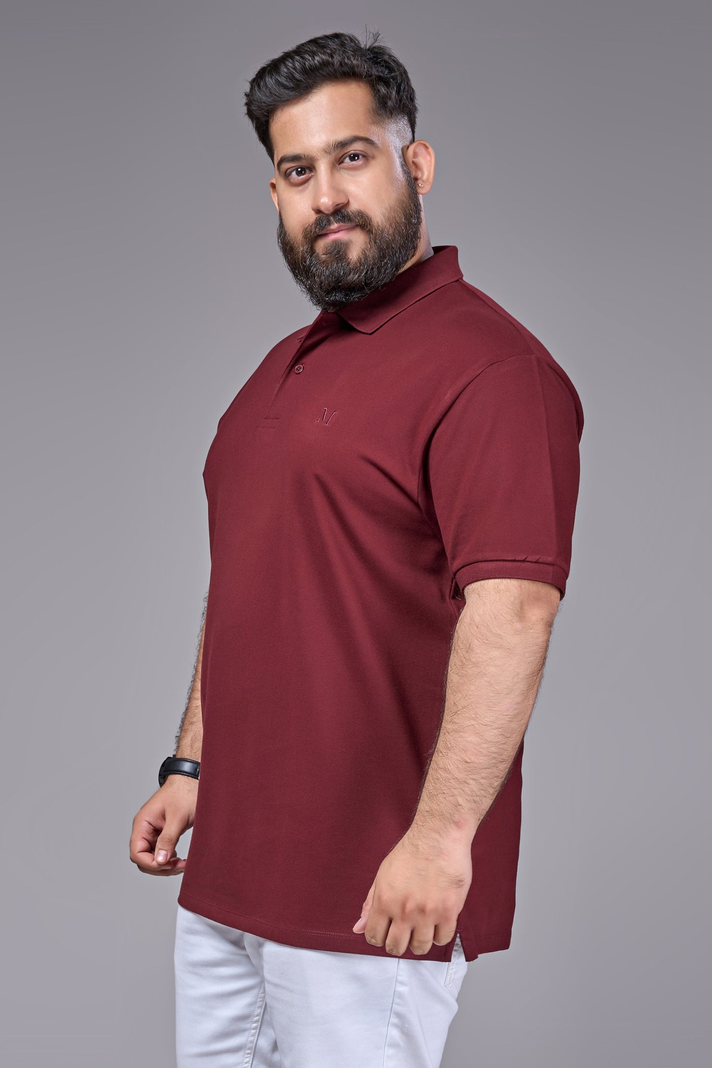Wine - Cotton Pique Polo Plus Size