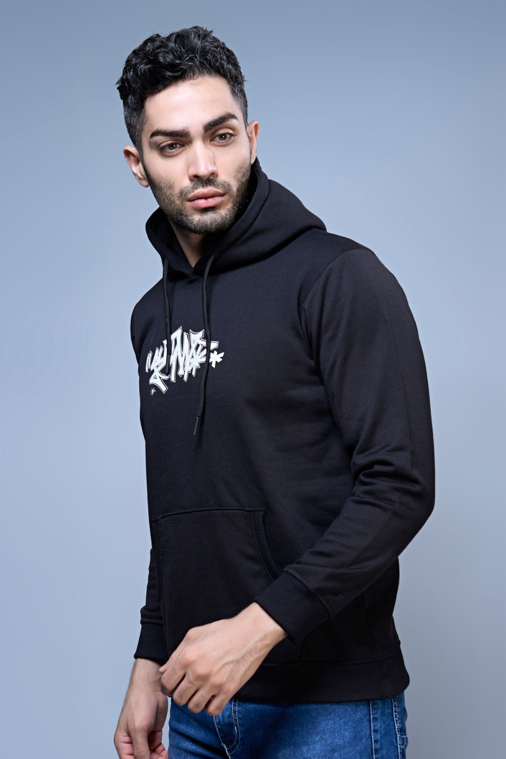 Drip Printed Black Hoodie Hoodies Maxzone Clothing