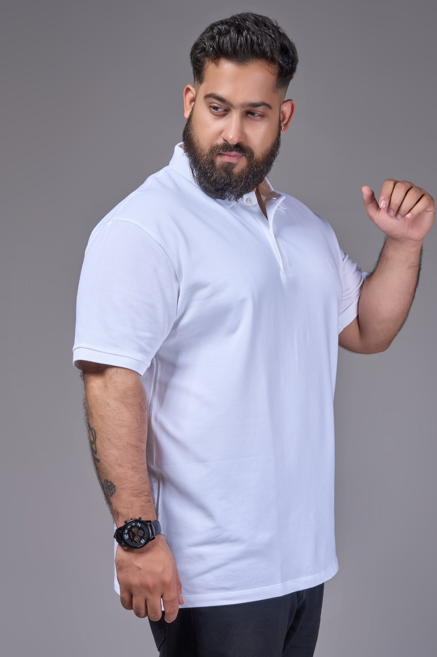 White - Cotton Pique Polo Plus Size