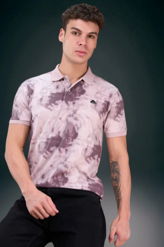 Dusty Peach - Aurelis Aop Polo T-shirt