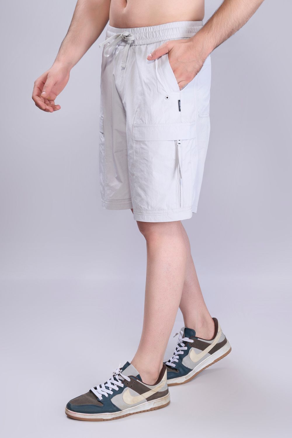 Grey  - Cargo Zip Pocket Shorts