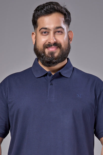 Teal Navy - Cotton Pique Polo Plus Size