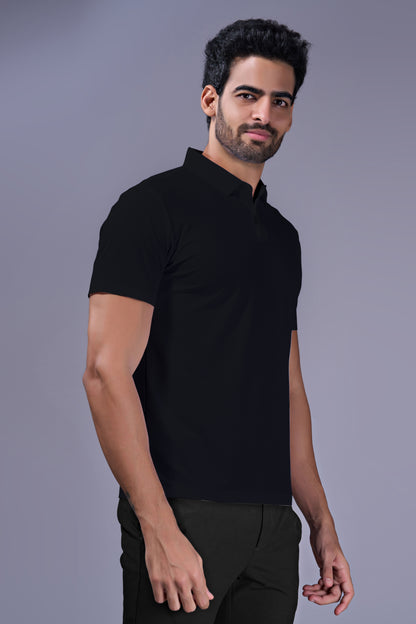 Black - 2 Button Stitchless Polo