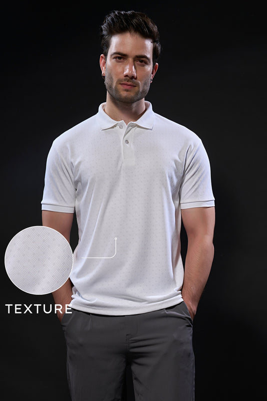 White - Structure Knit Smart Tech Polo