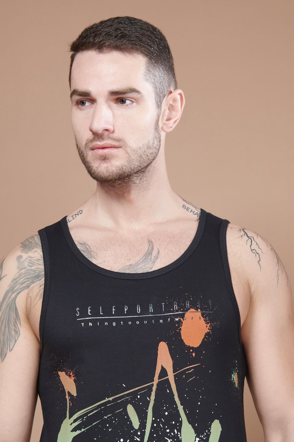 Sleeveless Printed Tank Tees – Black Sleeveless tank tees Maxzone Clothing   