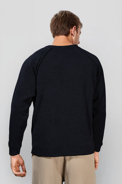 Black Cotton Crew Neck Sweatshirt