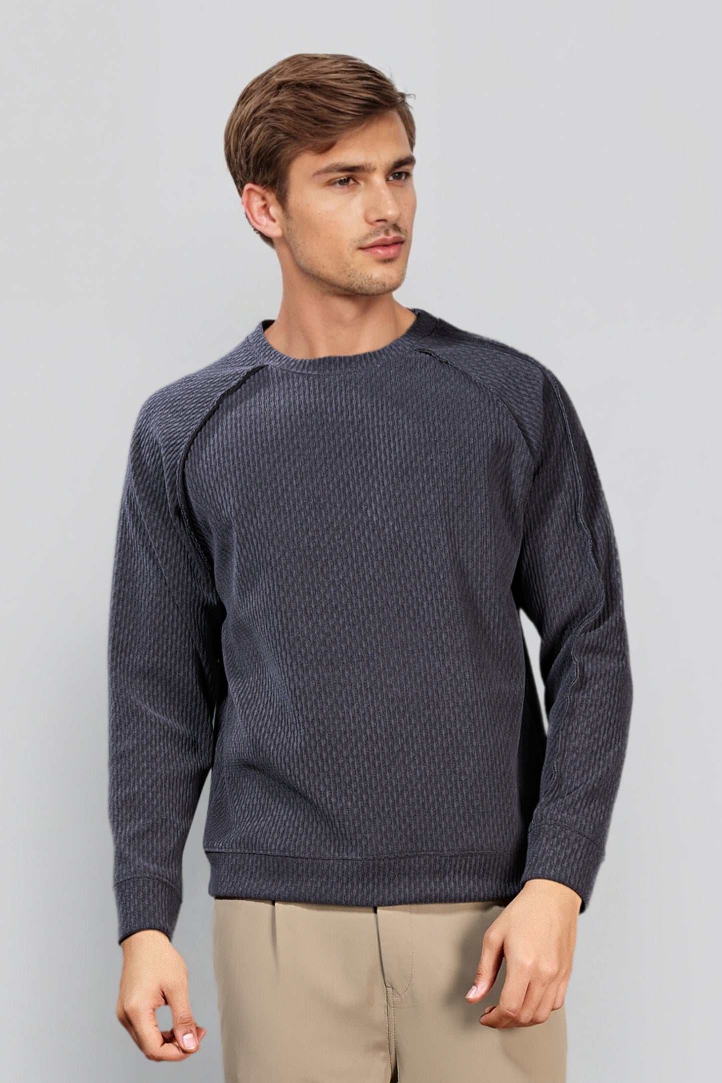 Charcoal Cotton Crew Neck Sweatshirt