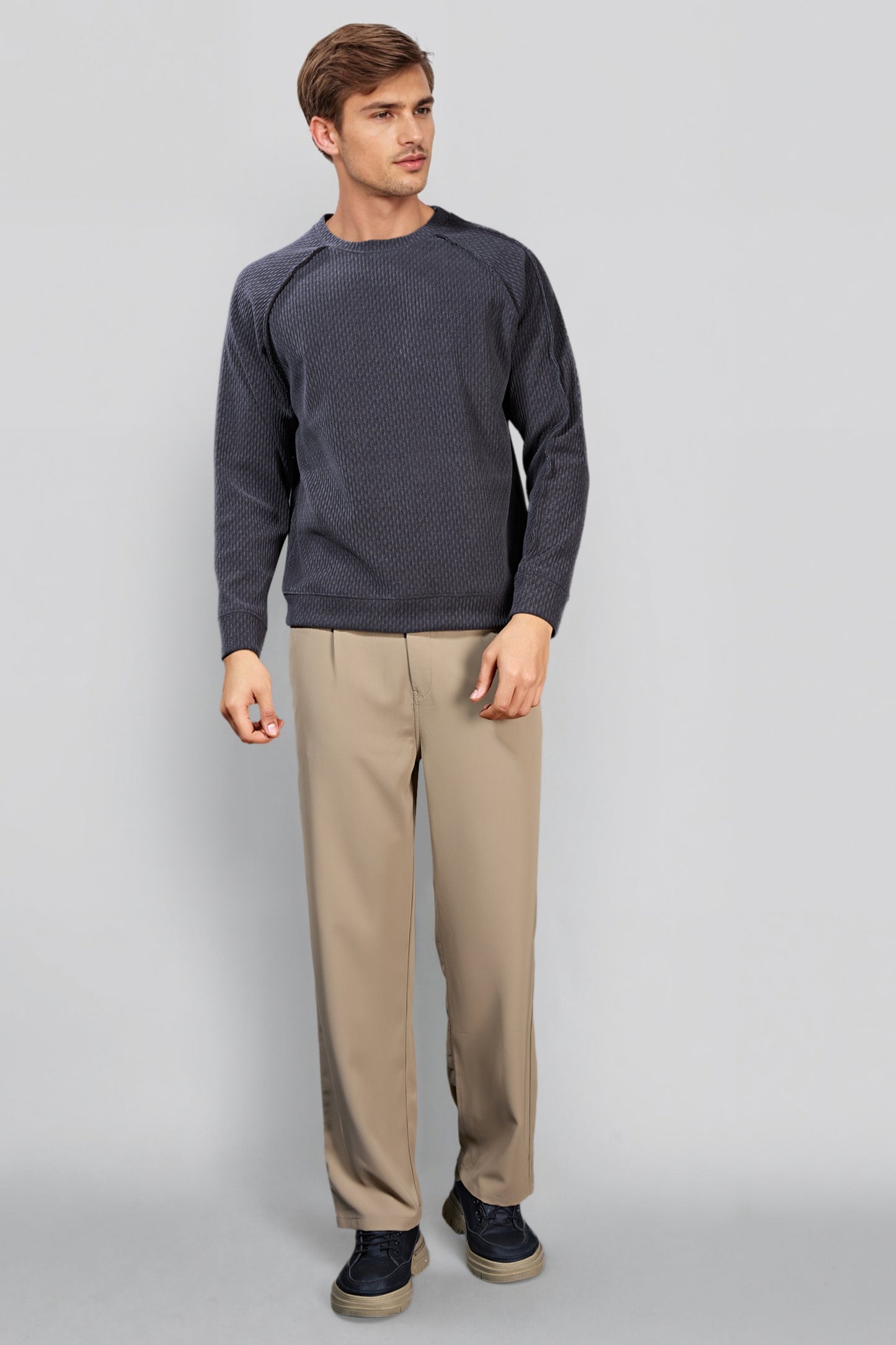 Charcoal Cotton Crew Neck Sweatshirt