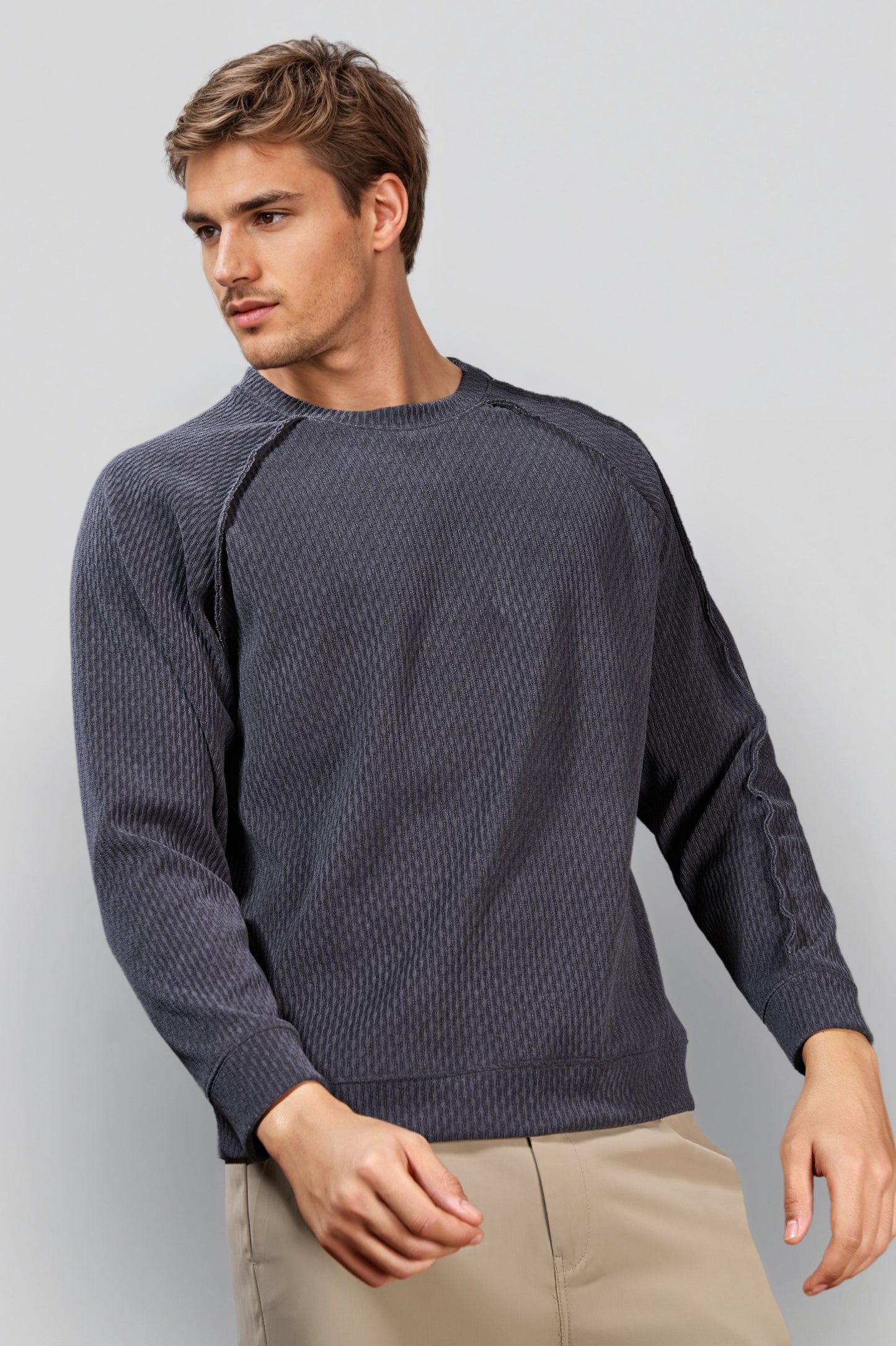 Charcoal Cotton Crew Neck Sweatshirt