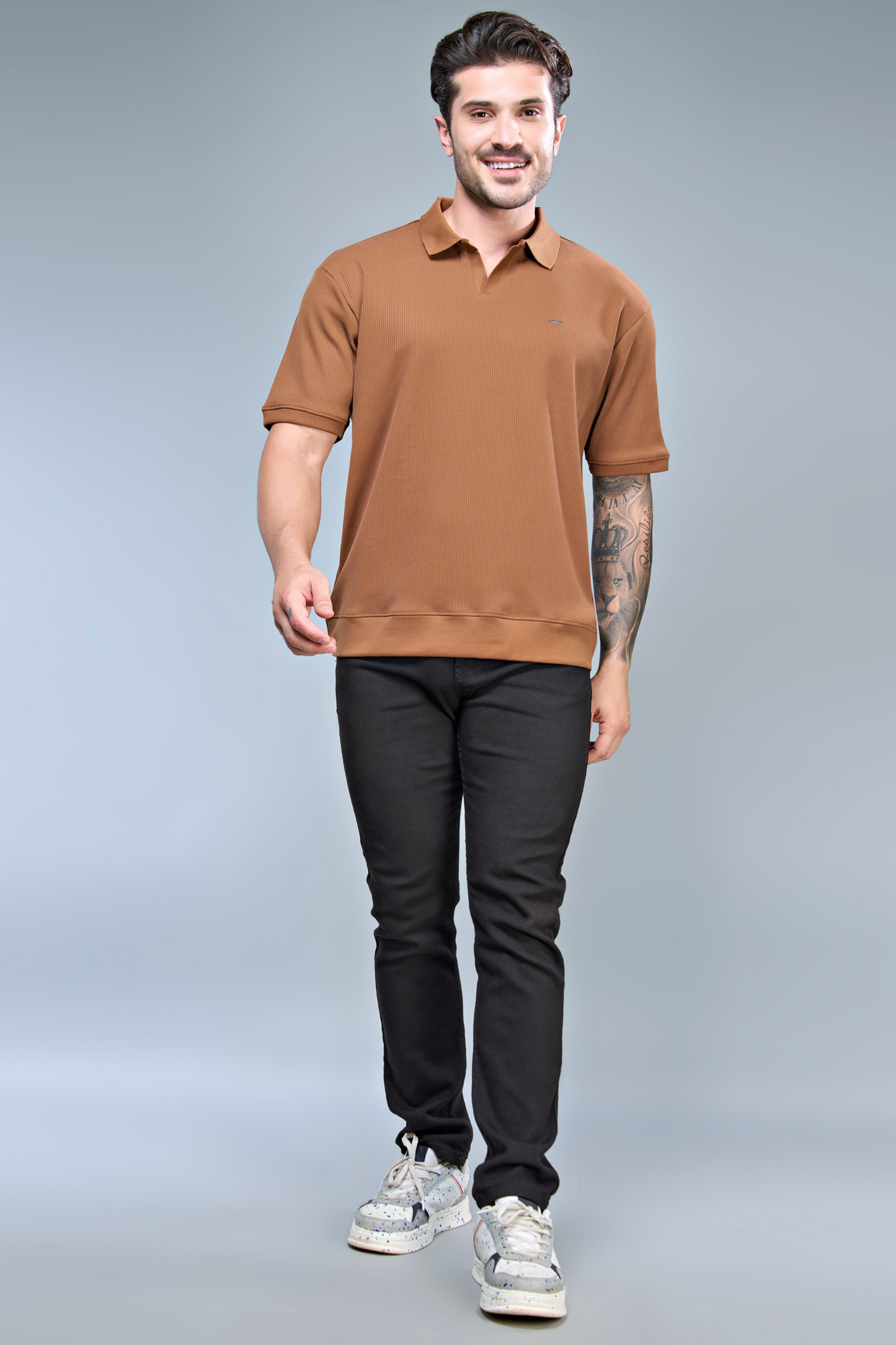 Old Money Knit Polo - Hot Brown Polo T-SHIRT Maxzone Clothing   