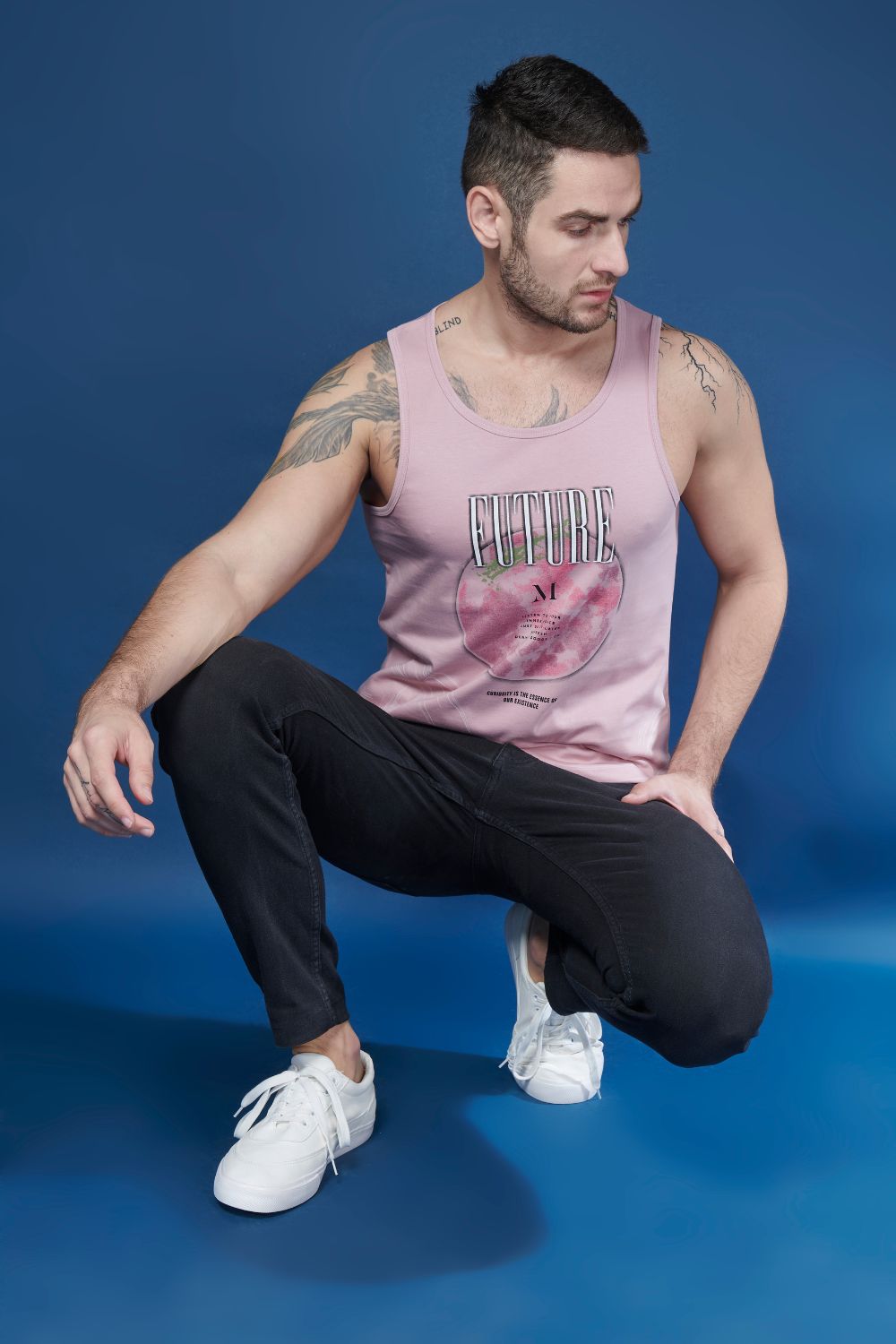 Sleeveless Printed Tank Tees – Lilac Shade Sleeveless tank tees Maxzone Clothing   