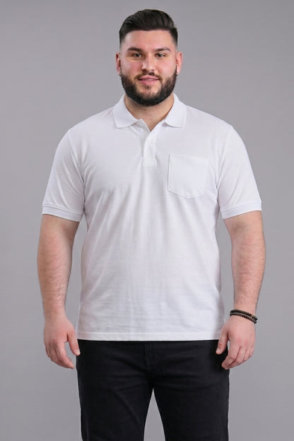 White - Zyric Pocket Polo Plus Size