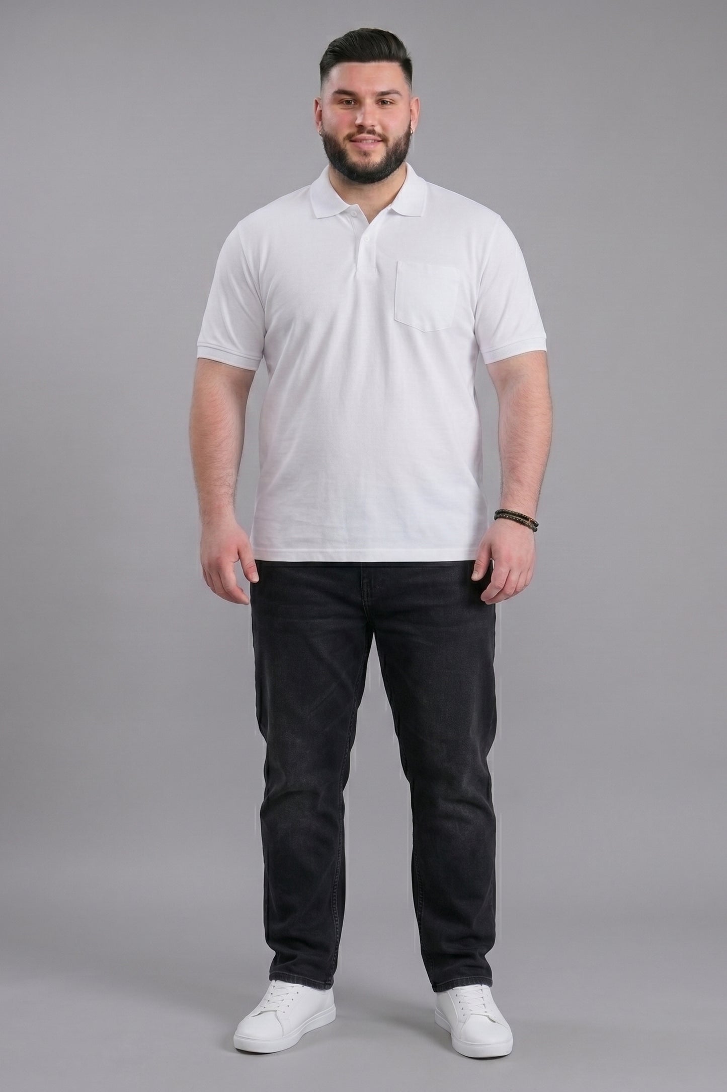 White - Zyric Pocket Polo Plus Size