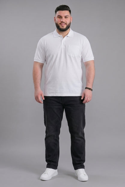White - Zyric Pocket Polo Plus Size