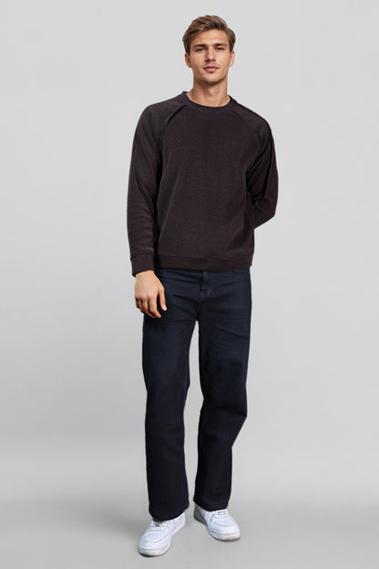 Dark Brown Cotton Crew Neck Sweatshirt