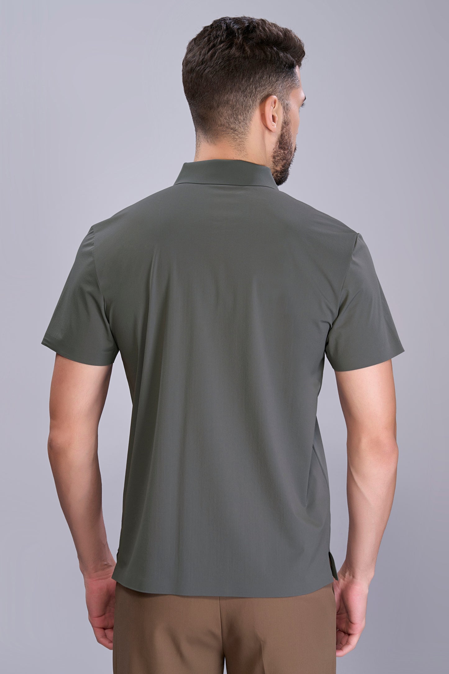 Dark Grey - Stitchless Zip Polo T-shirt