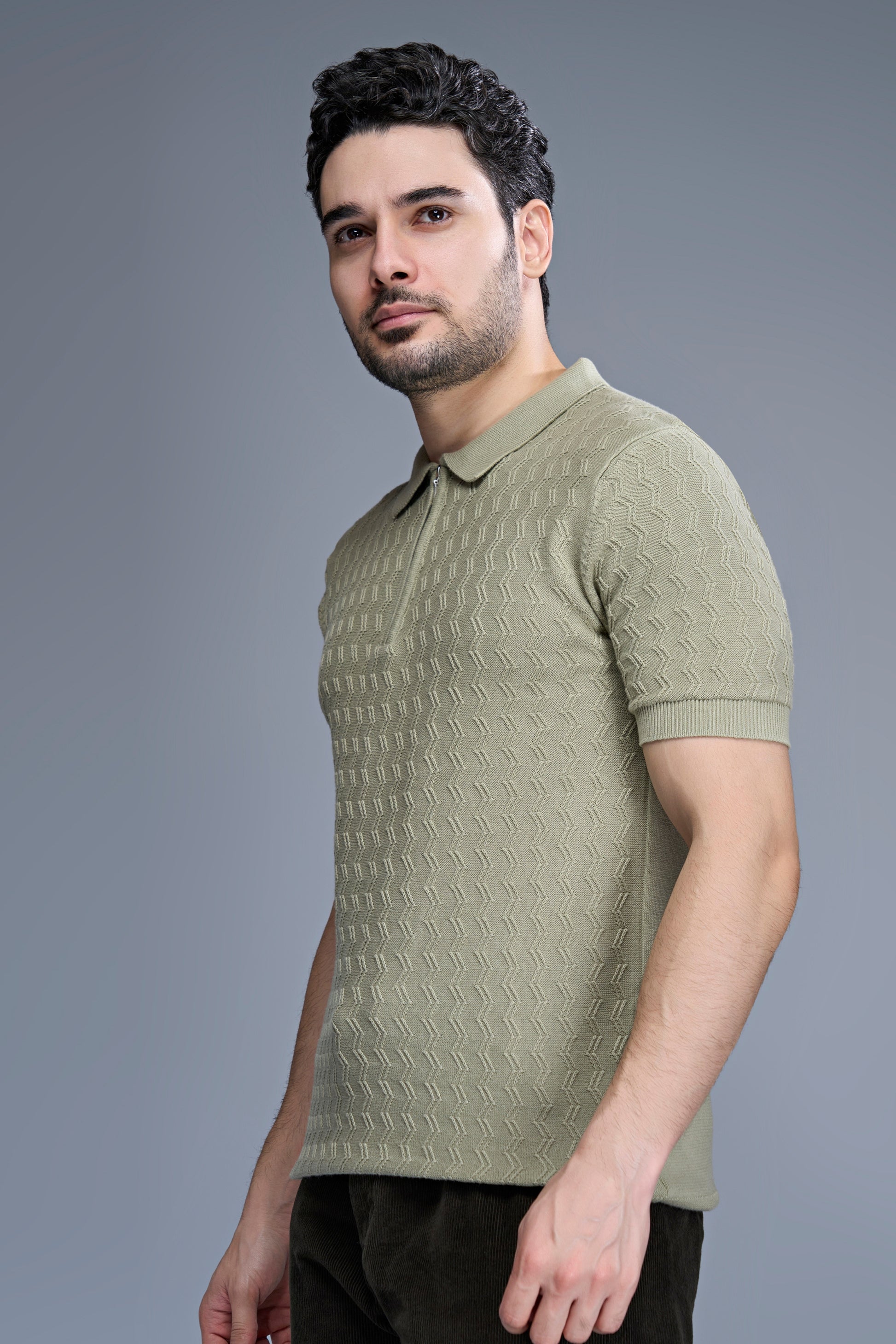 Olive Green - Luxe Knitted Polo Maxzone Clothing