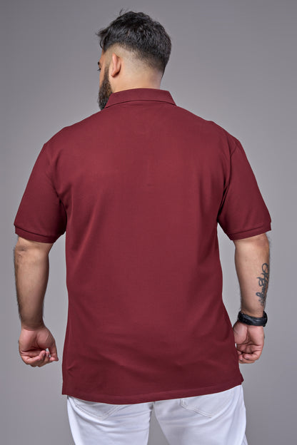 Wine - Cotton Pique Polo Plus Size