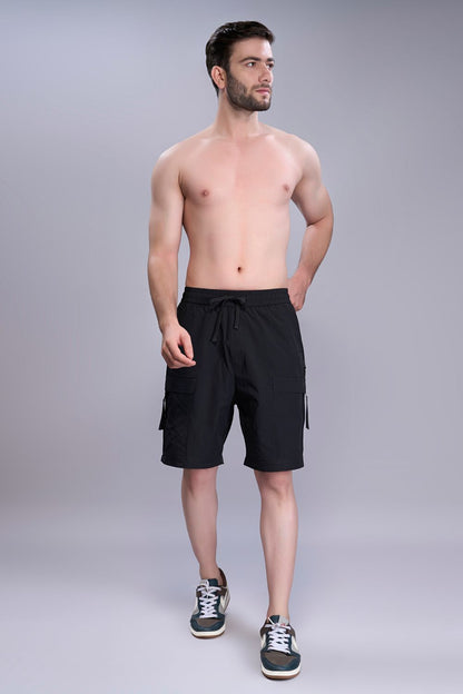 Black - Cargo Zip Pocket Shorts