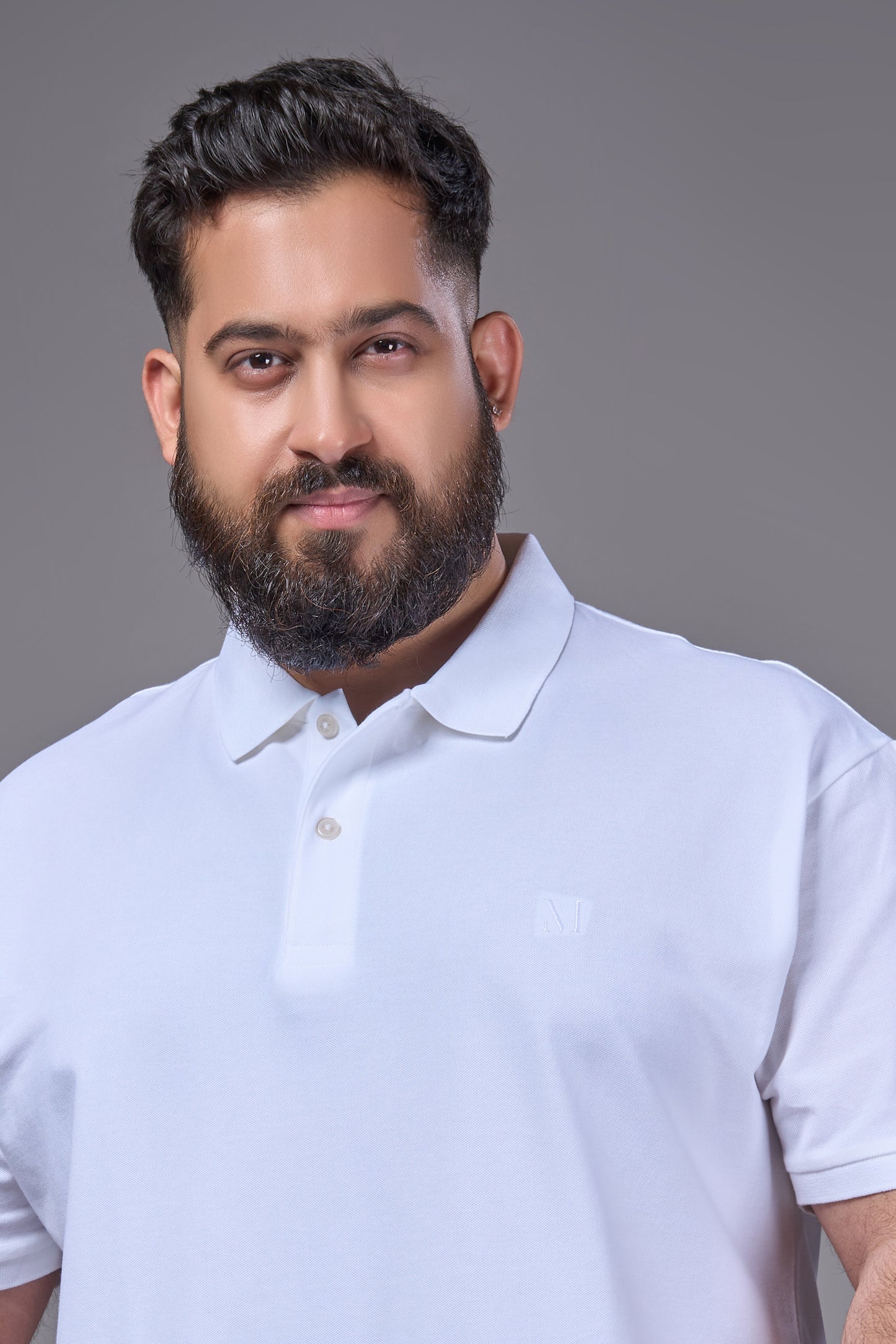 White - Cotton Pique Polo Plus Size