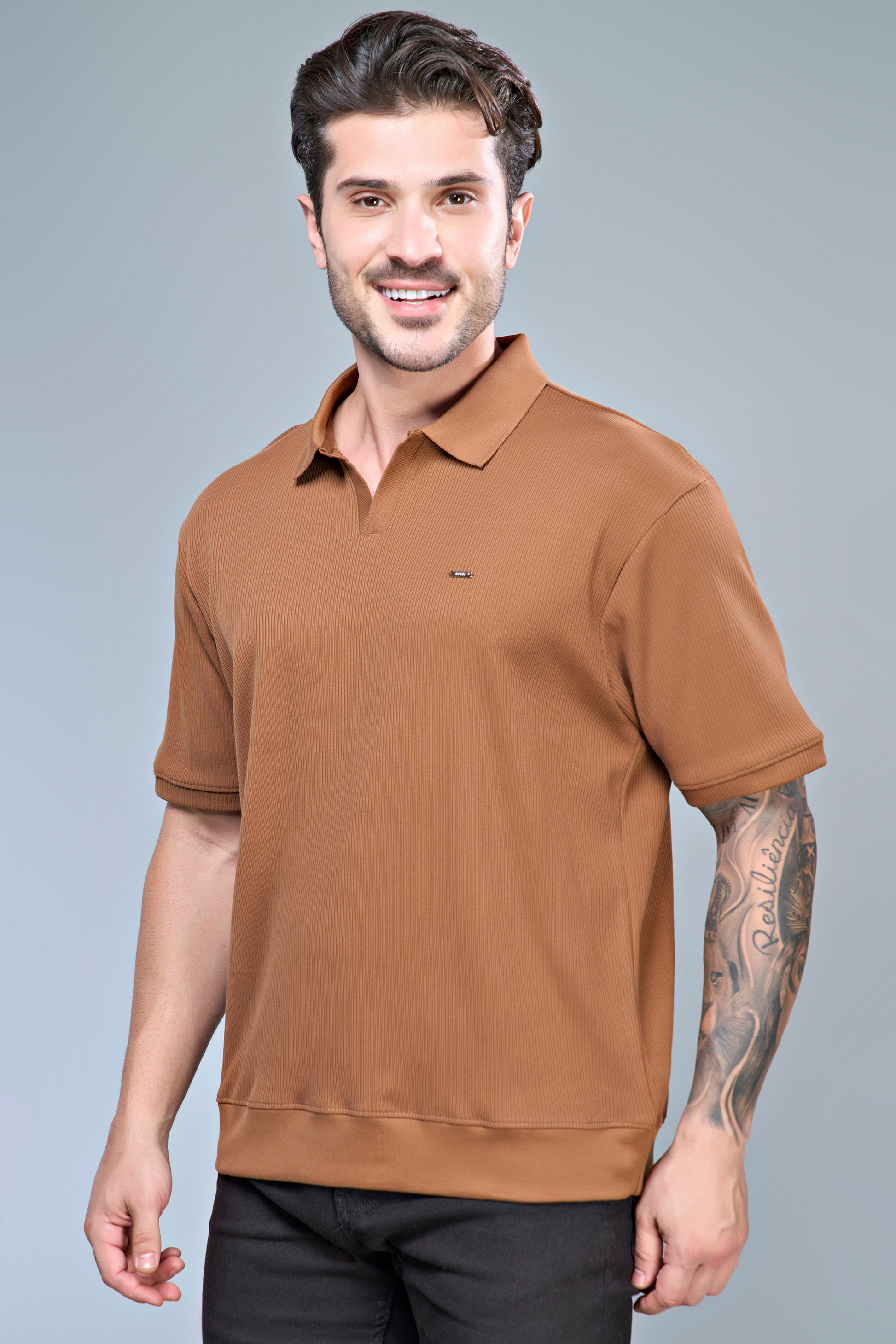 Old Money Knit Polo - Hot Brown Polo T-SHIRT Maxzone Clothing   