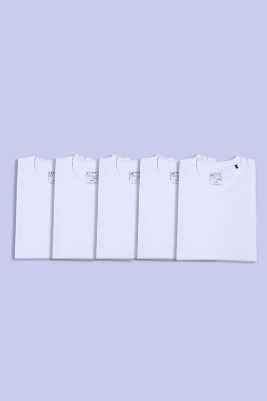 All Whites Pack Of 5 T-shirts Maxzone Clothing S  