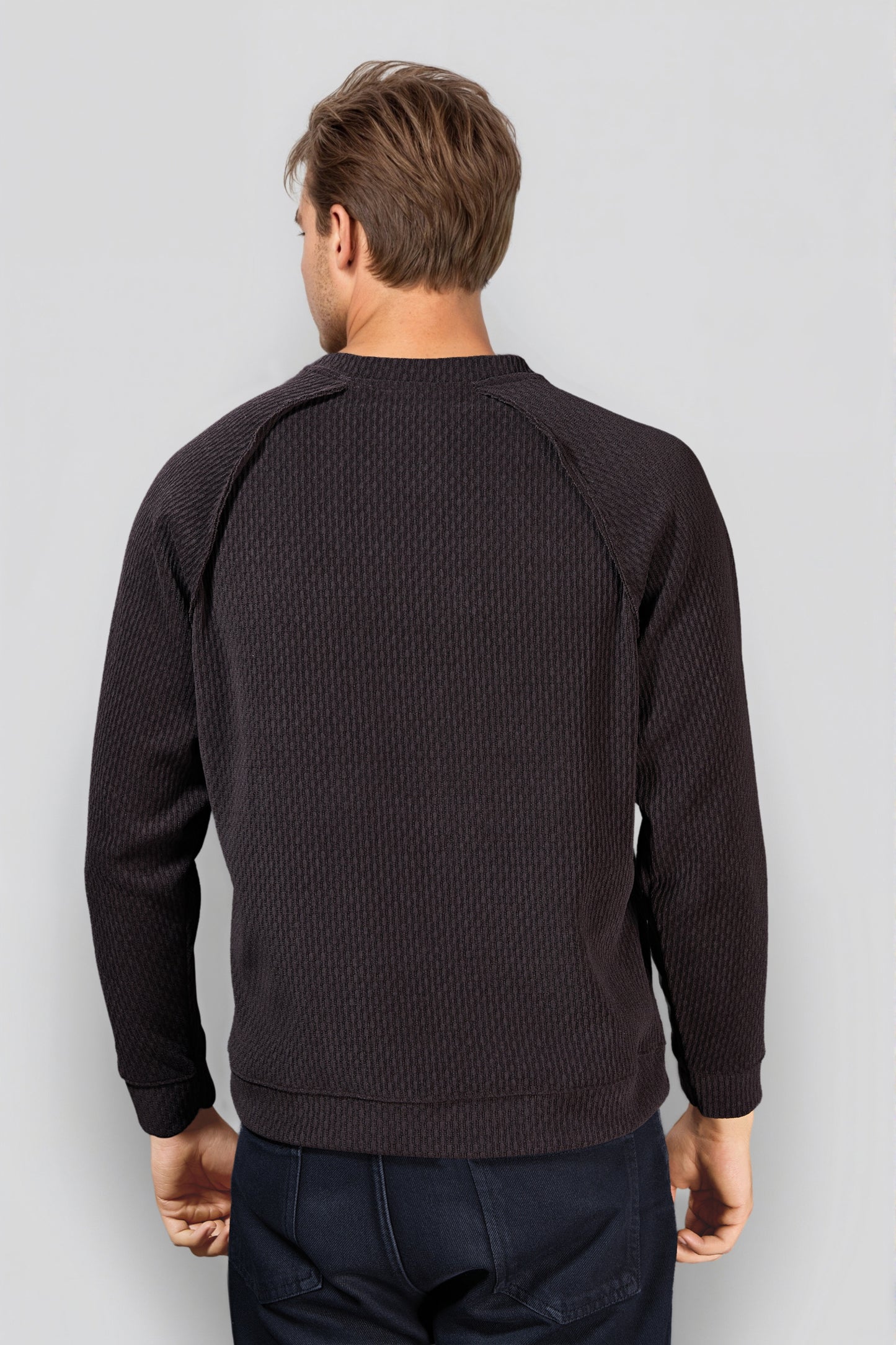 Dark Brown Cotton Crew Neck Sweatshirt