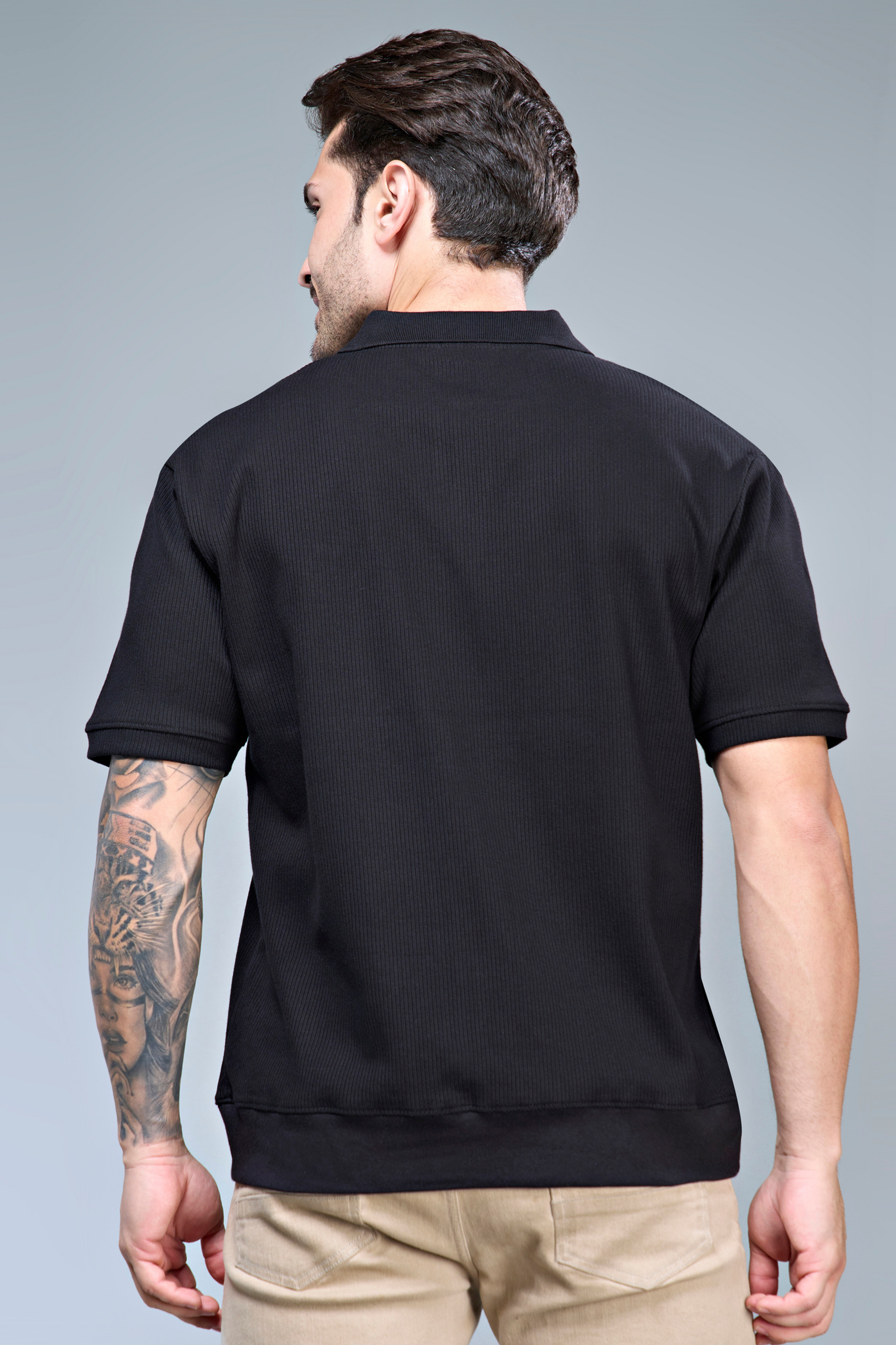 Old Money Knit Polo - Black Polo T-SHIRT Maxzone Clothing   