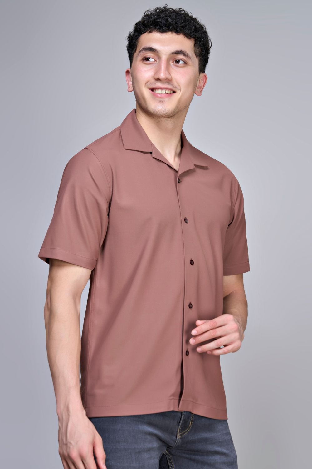 Hot Brown Smart Tech Cuban Shirt  Maxzone Clothing   