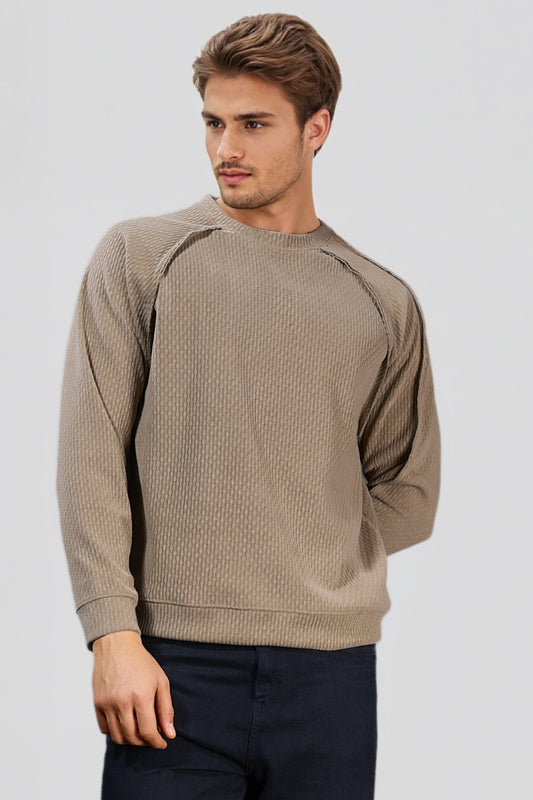 Light Brown Cotton Crew Neck Sweatshirt