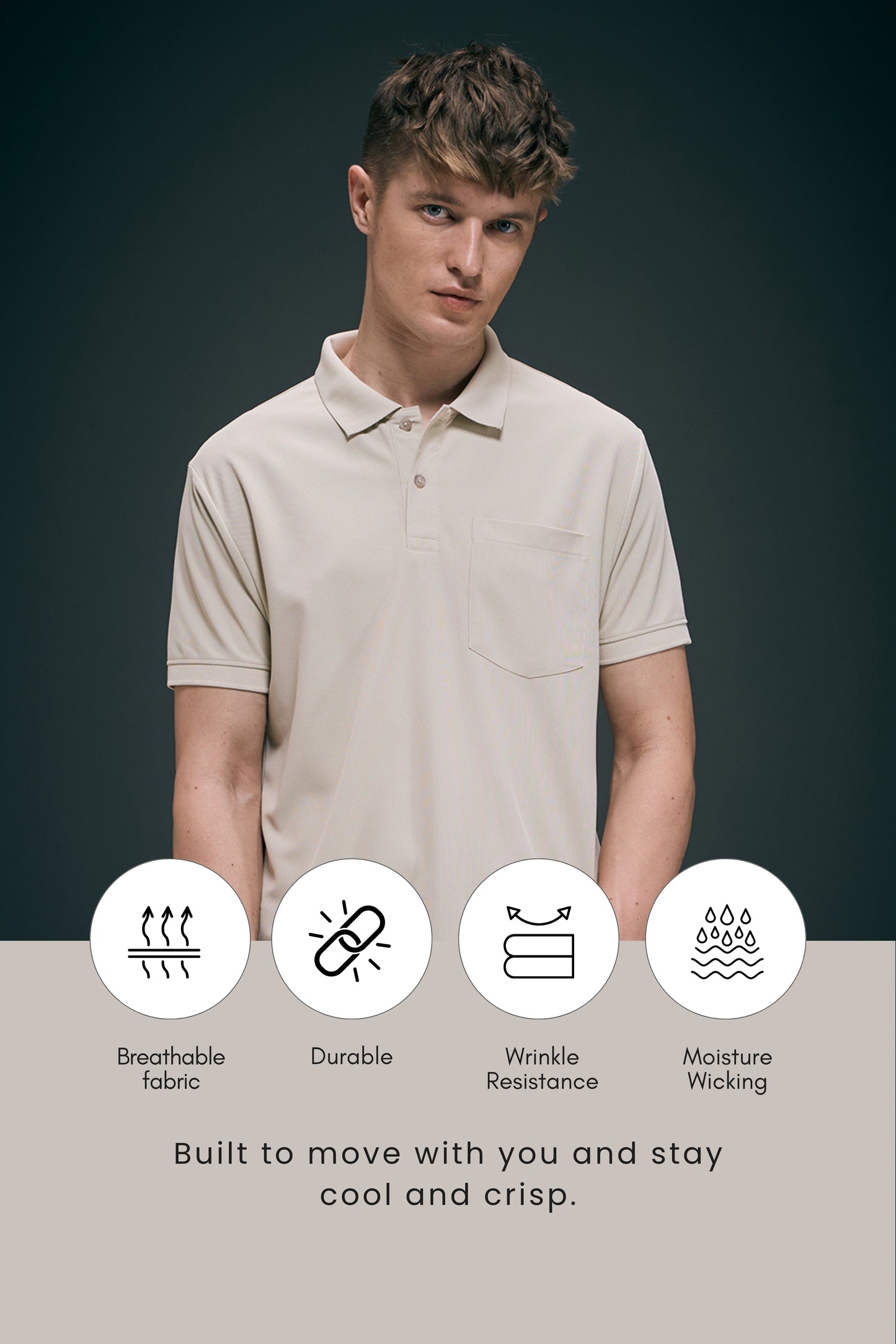 Soft Beige Smart Tech Pocket + Polo