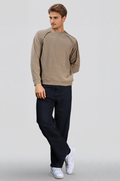 Light Brown Cotton Crew Neck Sweatshirt