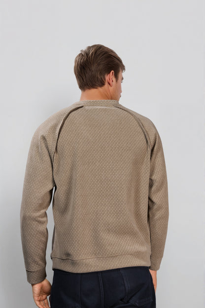 Light Brown Cotton Crew Neck Sweatshirt