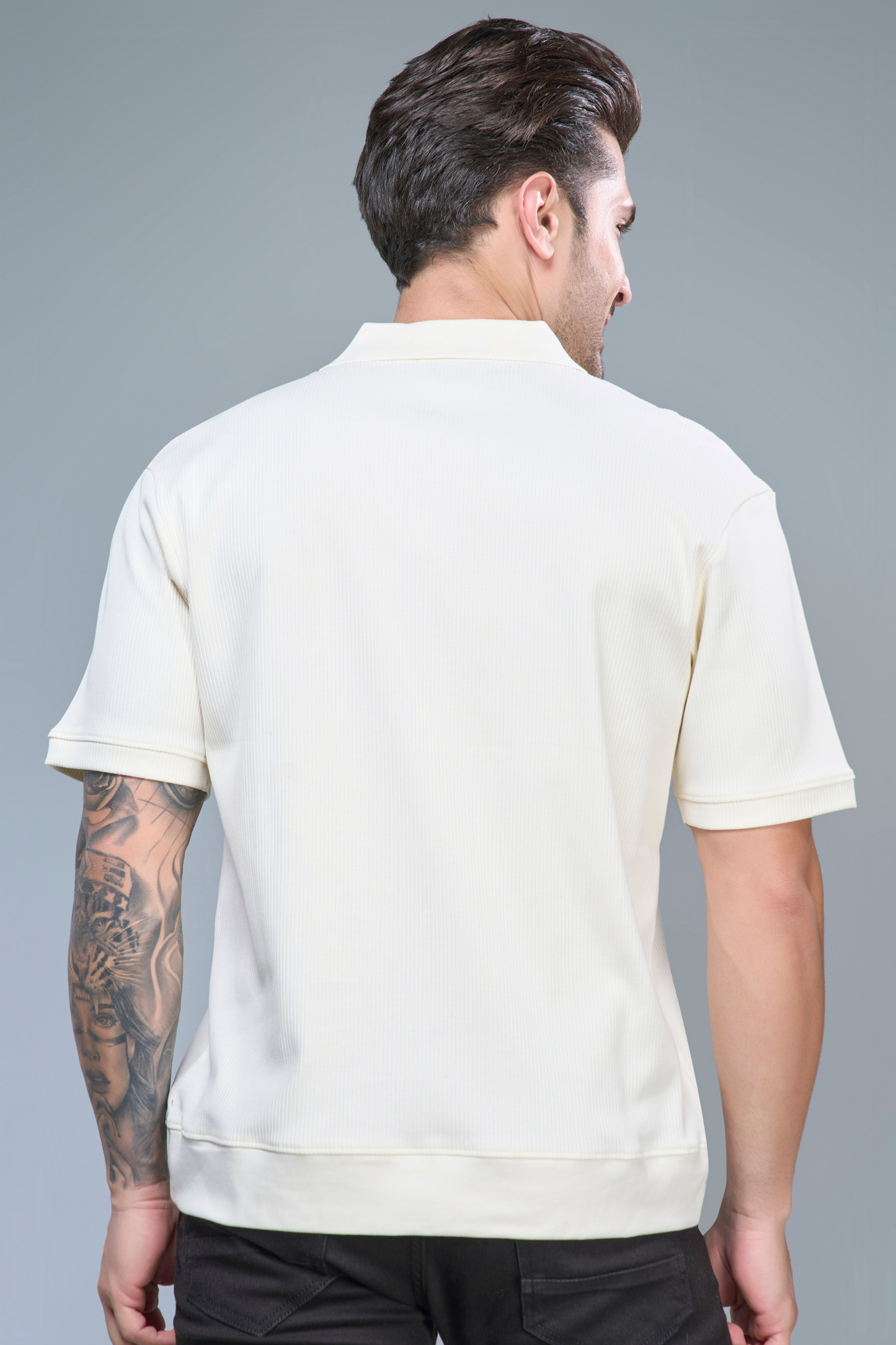 Old Money Knit Polo - Powder White Polo T-SHIRT Maxzone Clothing   